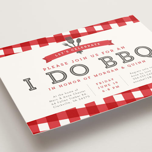 This is a ketchup engagement party invitations with standard by Lea Delaveris called i do bbq printing on signature in standard