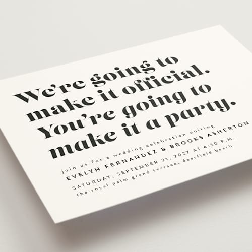 This is a panda wedding invitations with standard by Lea Delaveris called make it official printing on signature in standard