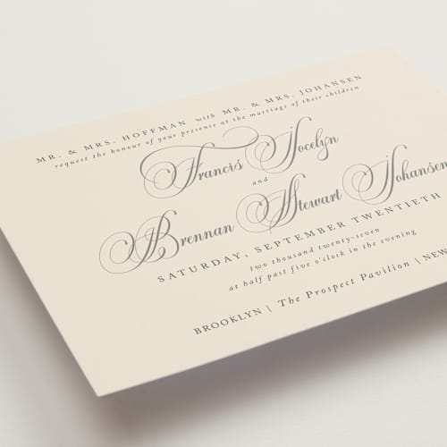 This is a oreo creme wedding invitations with standard by Design Lotus called wonderful tonight printing on signature in standard