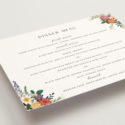 This is a daisy menu cards with standard by Susan Moyal called secret garden printing on signature in standard
