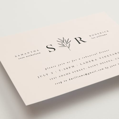 This is a taupe rehearsal dinner invitations with standard by Kelly Schmidt called italia printing on signature in standard