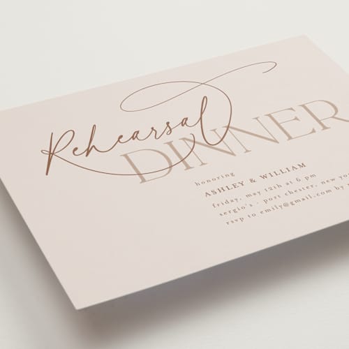 This is a clay rehearsal dinner invitations with standard by Nicole Barreto called typographical printing on signature in standard