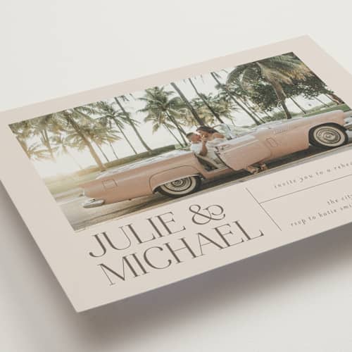 This is a cream rehearsal dinner invitations with standard by Vera Lim called gallery printing on signature in standard