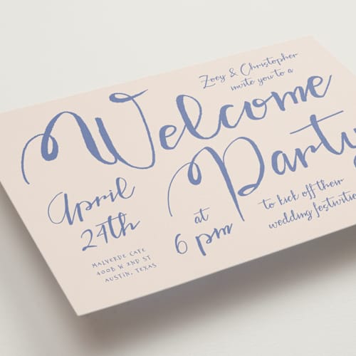 This is a sky rehearsal dinner invitations with standard by Inkblot Design called casualized printing on signature in standard