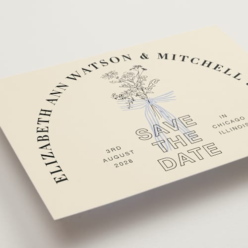 This is a daisy save the date with standard by Baumbirdy called sealed printing on signature in standard
