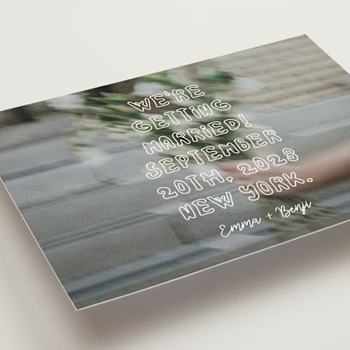 This is a vanilla save the date with standard by Helena Vitto called cool kids printing on signature in standard