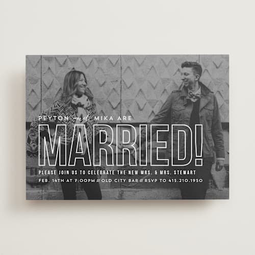 This is a cloud wedding announcements with standard by Carly Reed Walker called modern romantic printing on recycled smooth signature in standard