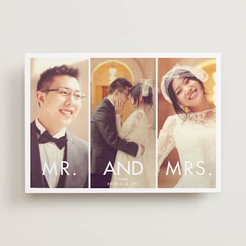 This is a winter wedding announcements with standard by chica design called more the merrier printing on recycled smooth signature in standard