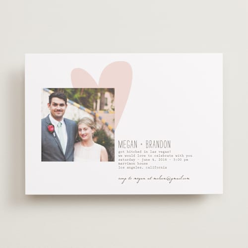 This is a soft pink wedding announcements with standard by Aspacia Kusulas called simply love printing on recycled smooth signature in standard