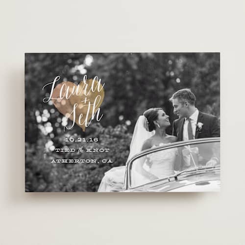 This is a sunrise wedding announcements with standard by Sarah Curry called watercolor heart printing on recycled smooth signature in standard