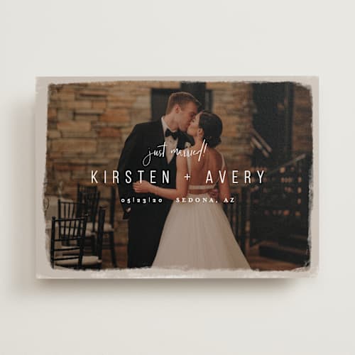 This is a nutmeg wedding announcements with standard by Melissa Egan of Pistols called kindred printing on recycled smooth signature in standard