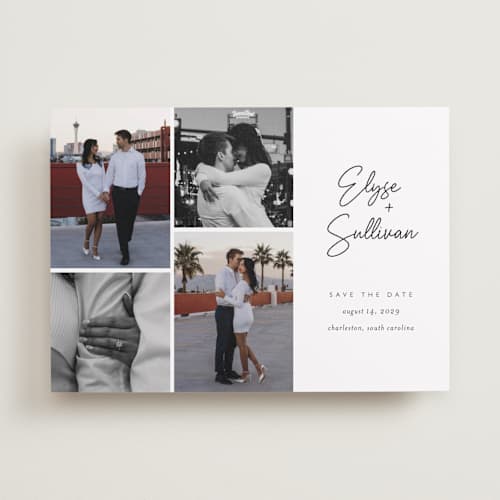 This is a sugar save the date with standard by Jessica Williams called bookmarked printing on recycled smooth signature in standard