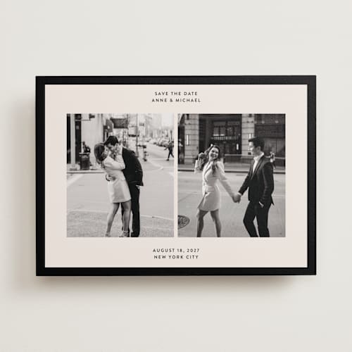 This is a tuxedo save the date with standard by Inkblot Design called borough printing on recycled smooth signature in standard