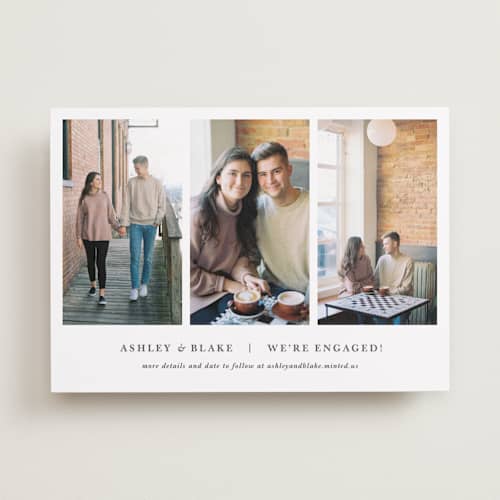 This is a slate save the date with standard by Jula Paper Co. called maybe im amazed printing on recycled smooth signature in standard