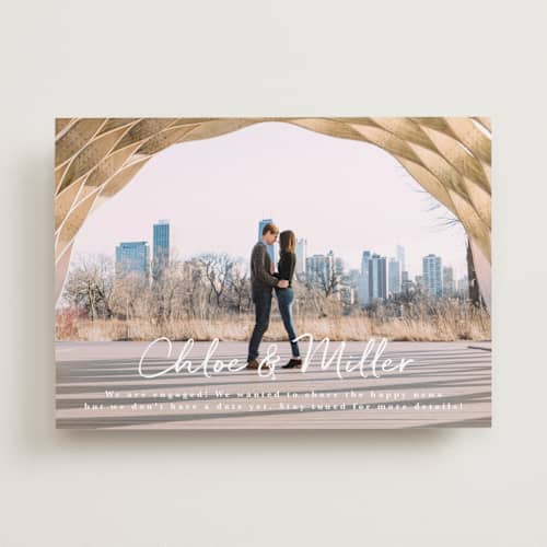 This is a cotton save the date with standard by Jennifer Wick called namely yours printing on recycled smooth signature in standard