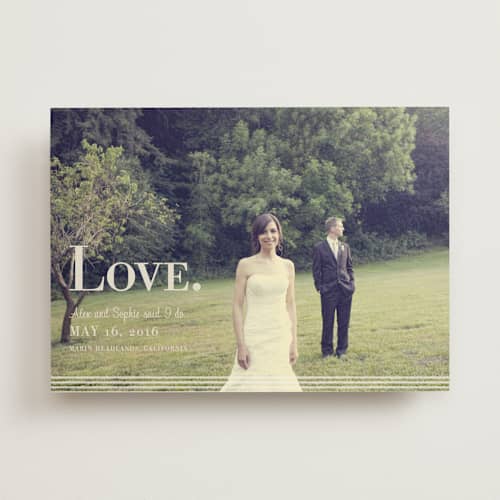 This is a cotton wedding announcements with standard by Emily Ranneby called nostalgia printing on signature in standard