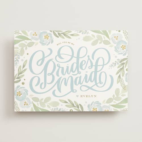 This is a frost will you be my bridesmaid cards with standard by Kristen Smith called ranunculus frame printing on signature in standard