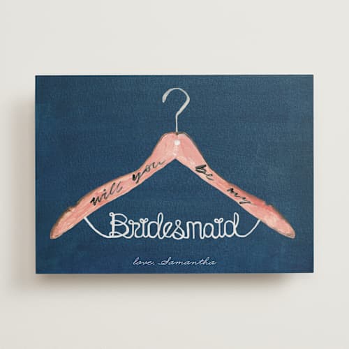 This is a nightfall will you be my bridesmaid cards with standard by Cass Loh called bridesmaid hanger printing on signature in standard