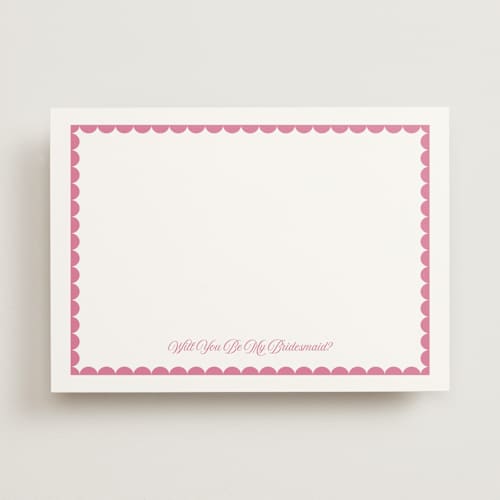 This is a hibiscus will you be my bridesmaid cards with standard by Alexandra Cohn called scalloped trim printing on signature in standard