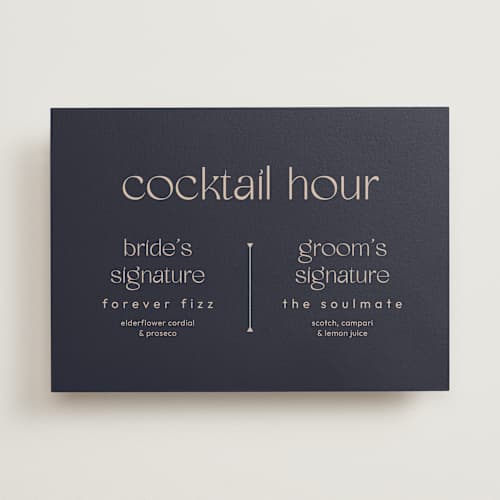 This is a navy wedding signs with standard by letterfix called thoughtful printing on doublethick in 5x7