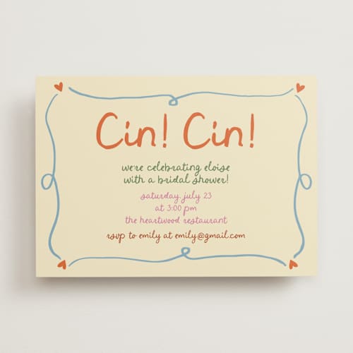 This is a verona bridal shower invitations with standard by Stephanie Heinrich Godbout called cin cin printing on signature in standard
