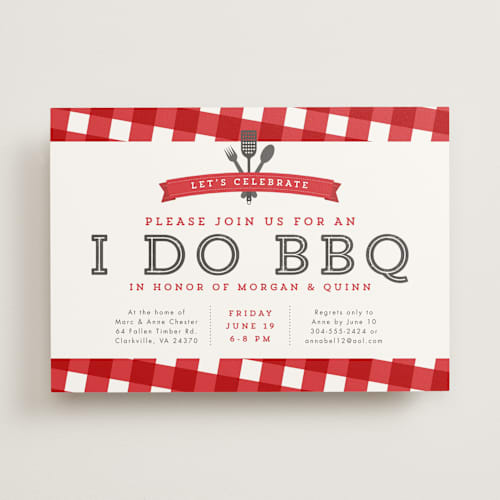 This is a ketchup engagement party invitations with standard by Lea Delaveris called i do bbq printing on signature in standard