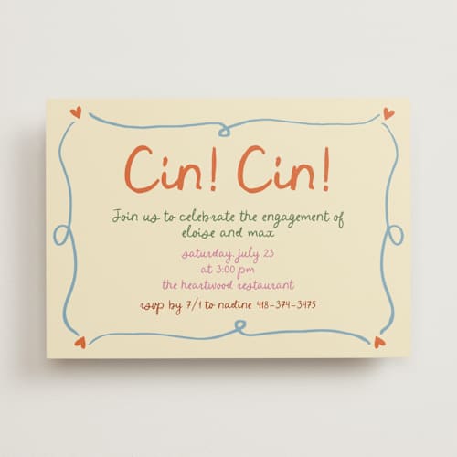 This is a verona engagement party invitations with standard by Stephanie Heinrich Godbout called cin cin printing on signature in standard
