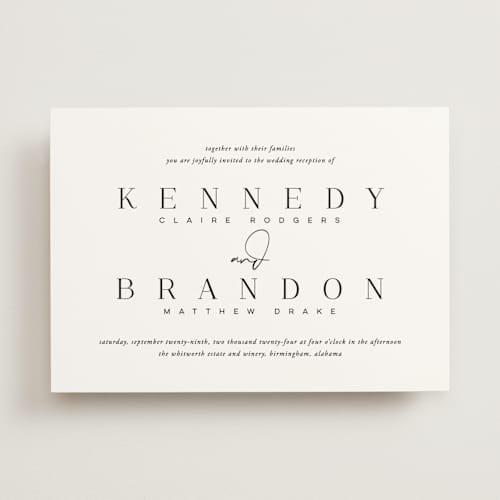 This is a sugar wedding invitations with standard by Jessica Williams called the space between printing on signature in standard