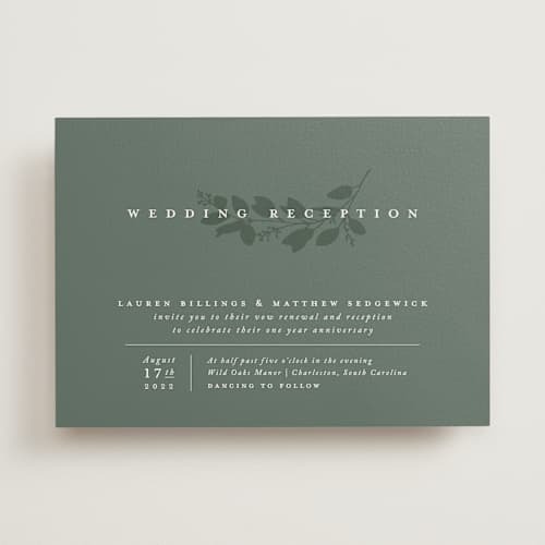 This is a eucalyptus wedding invitations with standard by Amy Kross called falling branch printing on signature in standard