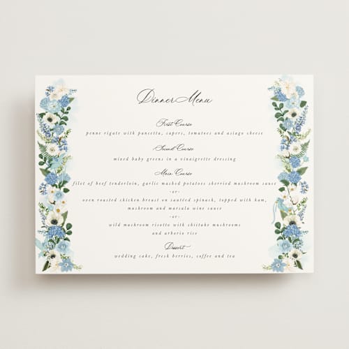 This is a bluebell menu cards with standard by Susan Moyal called disney's cinderella fairytale printing on signature in standard