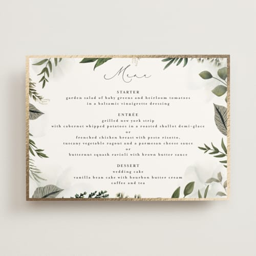 This is a vanilla menu cards with foil pressed by Susan Moyal called classic love printing on signature in 5x7