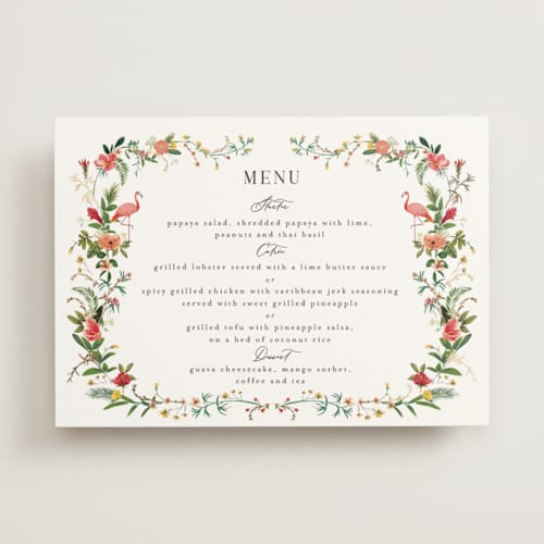 This is a papaya menu cards with foil pressed by Susan Moyal called tropica printing on signature in 5x7