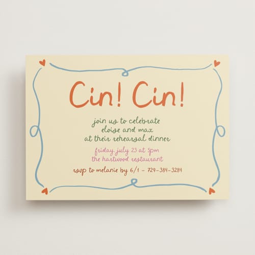 This is a verona rehearsal dinner invitations with standard by Stephanie Heinrich Godbout called cin cin printing on signature in standard