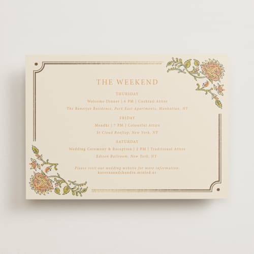 This is a ochre ceremony reception essentials with foil pressed by Hannah Bowman called marigold printing on signature in standard