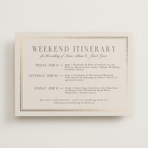 This is a champagne ceremony reception essentials with foil pressed by Nicole Walsh called grace printing on signature in standard