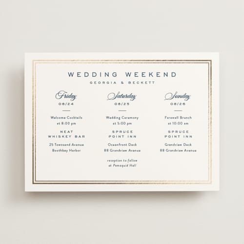 This is a royal navy ceremony reception essentials with foil pressed by Olivia Raufman called anchored printing on signature in standard
