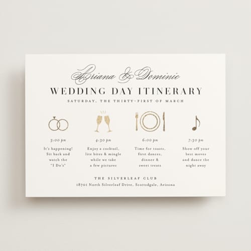 This is a cotton ceremony reception essentials with foil pressed by Jennifer Postorino called gilded ampersand printing on signature in standard