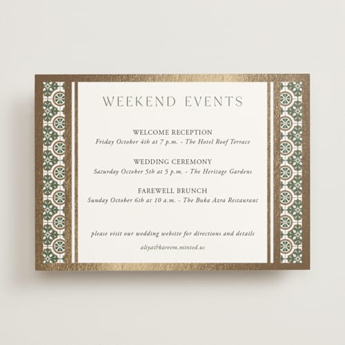 This is a evergreen ceremony reception essentials with foil pressed by Oma N. Ramkhelawan called kareem printing on signature in standard