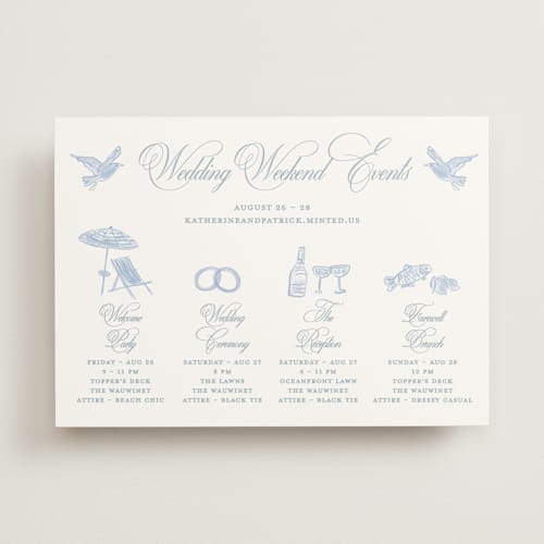 This is a ocean ceremony reception essentials with standard by Creo Study called coastal crest printing on signature in standard