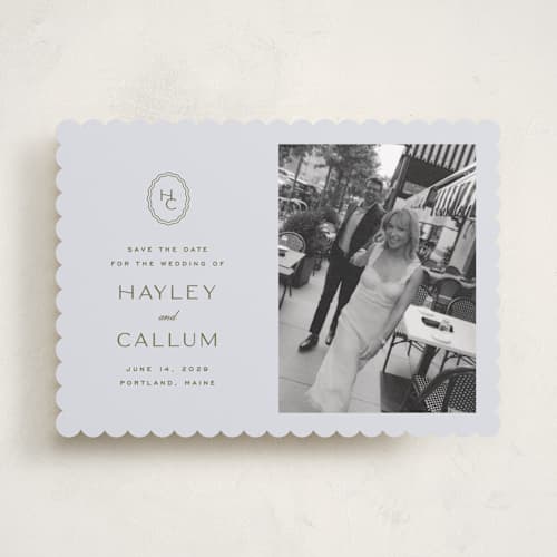 This is a sky save the date with standard by Ellen Schlegelmilch called callum printing on recycled smooth signature in standard