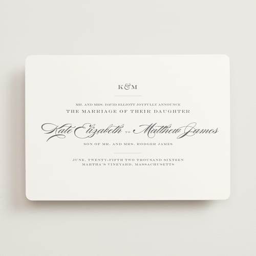 This is a sky blue wedding announcements with standard by danielleb called charming go lightly printing on signature in standard