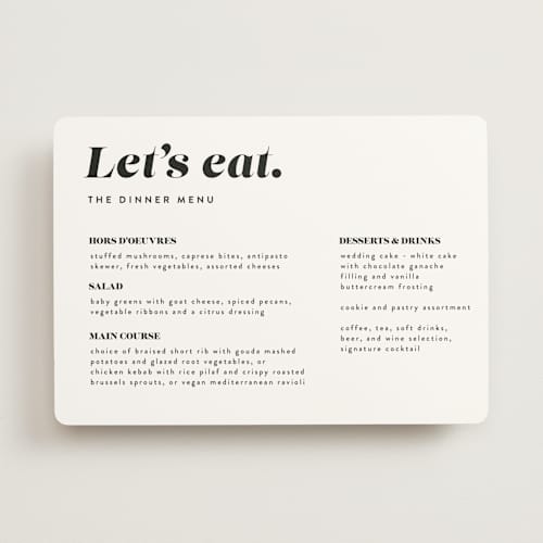 This is a panda menu cards with standard by Lea Delaveris called make it official printing on signature in standard