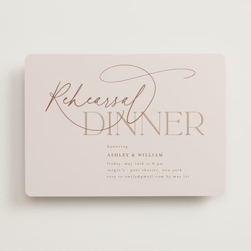 This is a clay rehearsal dinner invitations with standard by Nicole Barreto called typographical printing on signature in standard