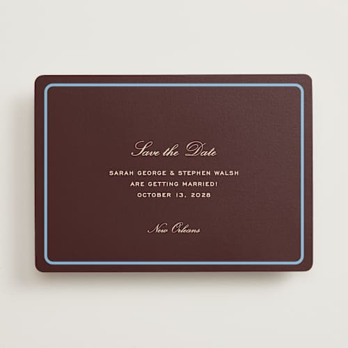 This is a fig save the date with standard by Megan Davis called aperitif printing on signature in standard