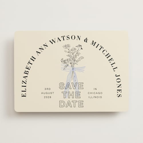 This is a daisy save the date with standard by Baumbirdy called sealed printing on signature in standard
