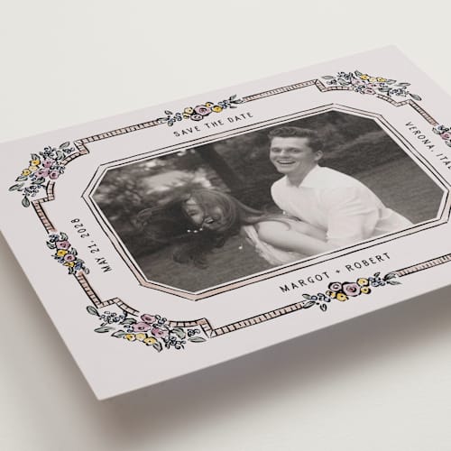 This is a earth save the date with standard by Pati Cascino called rimini printing on recycled smooth signature in grand