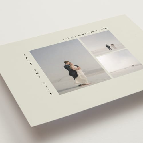 This is a vanilla save the date with standard by Bryanna Mehner called minimal printing on recycled smooth signature in grand
