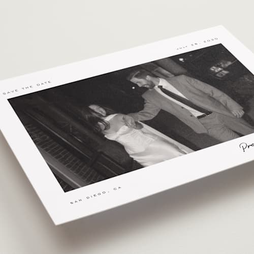 This is a cloud save the date with standard by Nicole Walsh called corner printing on recycled smooth signature in grand