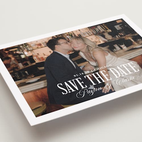This is a milan save the date with standard by chocomocacino called kroštule printing on recycled smooth signature in grand