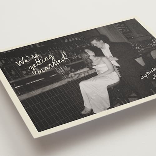 This is a sublime save the date with standard by Helena Vitto called birds of paradise printing on recycled smooth signature in grand